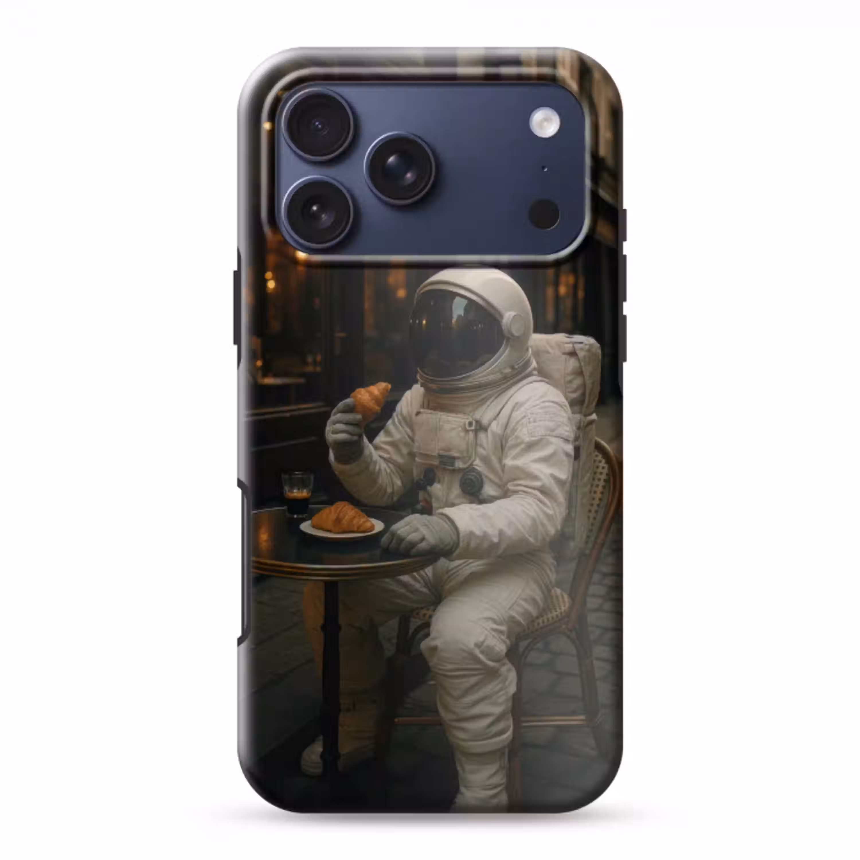 Café - Croissant - Koffie - Astronaut Toughcase MagSafe Apple iPhone 17 Pro Max klein -3d