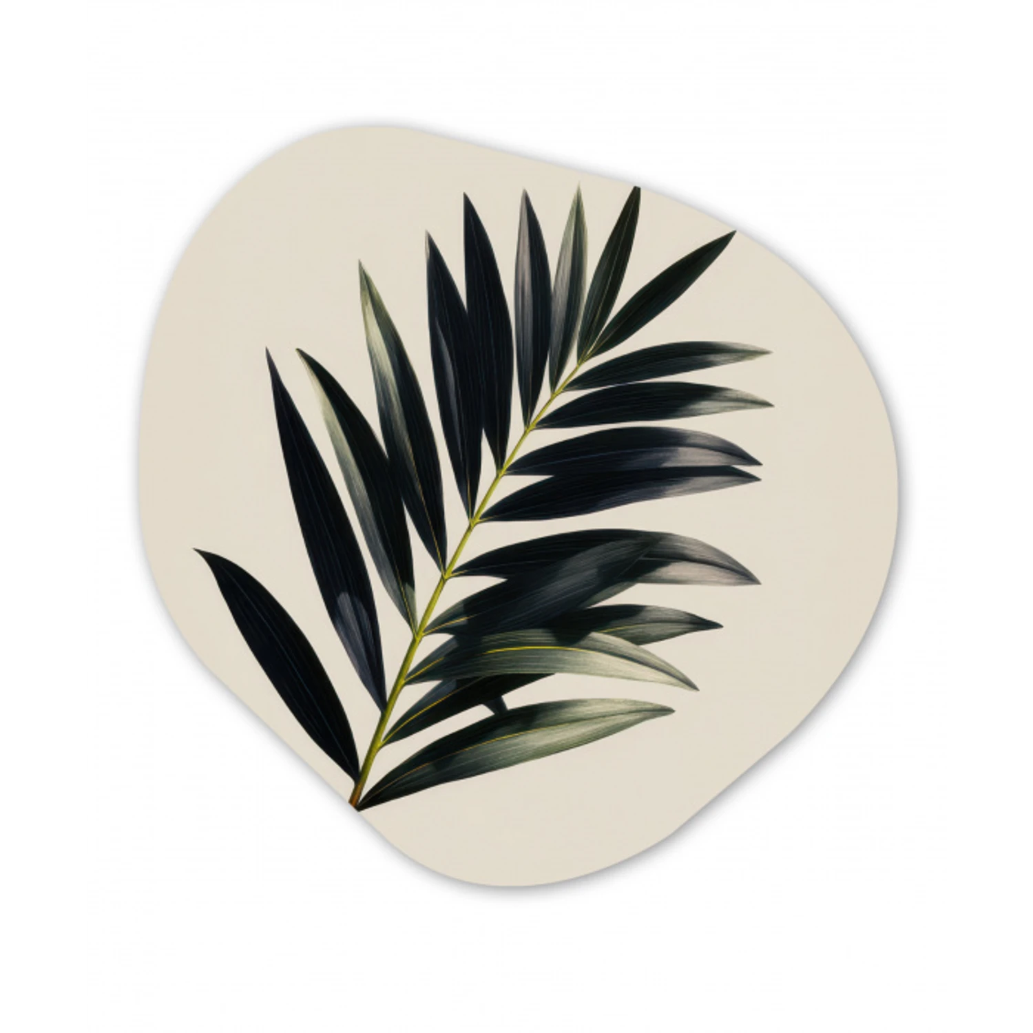 Palmblad - Subtiel - Groen - beige Wandcirkel Organisch Forex 3mm klein -3d