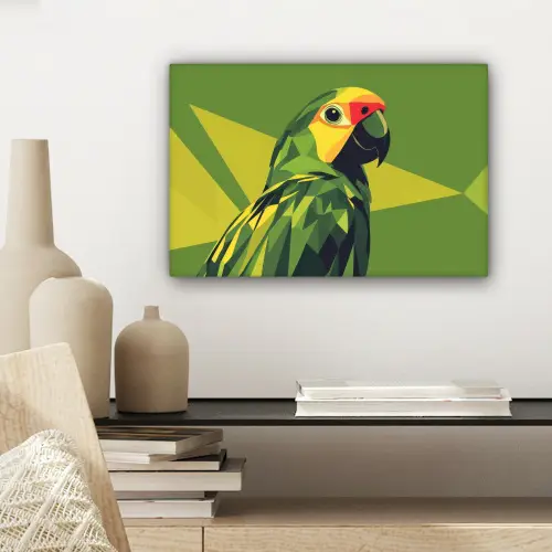 Papegaai - Groen - Snavel - Abstract canvas 2cm klein -sfeer6