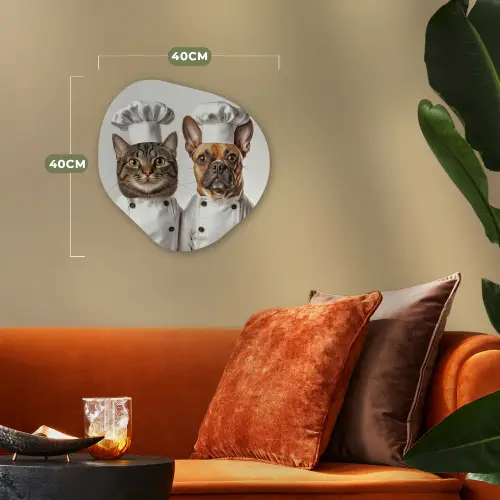 Kat - Hond - Kokskleding Wandcirkel Organisch Forex 3mm klein -sfeer3