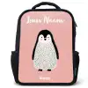 Pinguïn - Stippen - Roze - Minimalistisch Rugzak - Zwart middel -3d