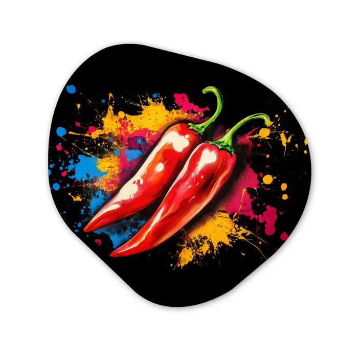 Peper - Graffiti - Verf - Abstract - Modern - Kleurrijk Wandcirkel Organisch Aluminium middel -3d