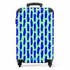 Blauw patroon op mintgroen NBS - Handbagage koffer - Kinderen Unisex middel -productfoto_recht