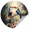 Toekan - Vogels - Bloemen - Natuur - Jungle Wandcirkel behangsticker klein -3d