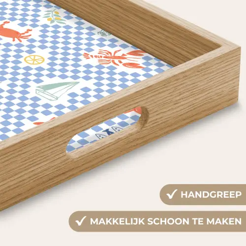 Zee - Patroon - Zeilboot - Blauw Dienblad Rechthoek middel 911 -USP_HandgreepNL