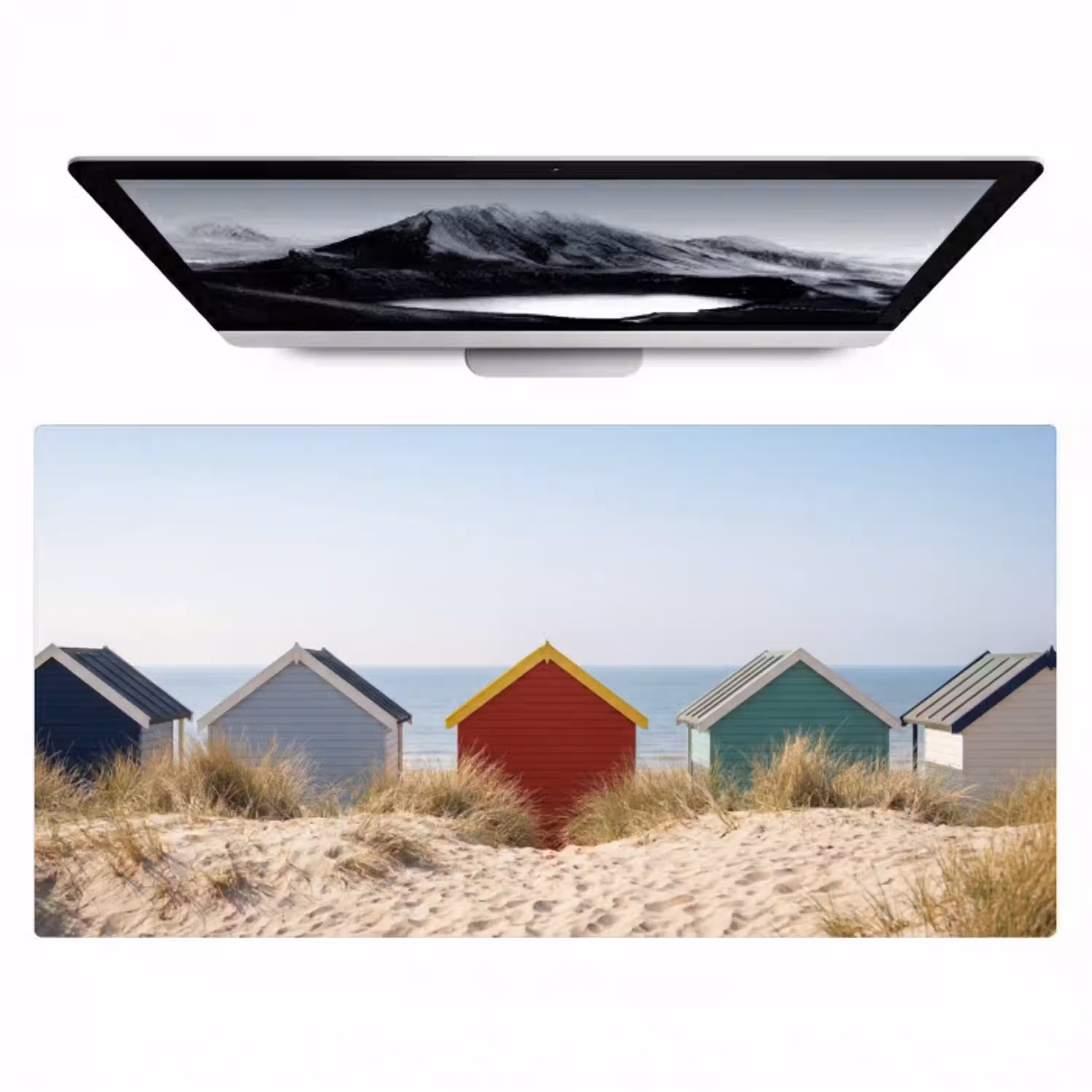 Strand - Huisjes - Kleurrijk - Duinen Muismat XXL klein -zzz3d