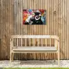 Aap met Koptelefoon Tuinposter op houten frame 2 cm dik klein -sfeer4