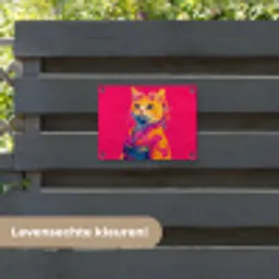 Kat - Kimono - Bloemen - Roze tuinposter los doek klein -sfeer3