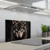 Dieren - Wolf - Portret - Zwart - Bruin keuken achterwand spatscherm klein -3d_schuin