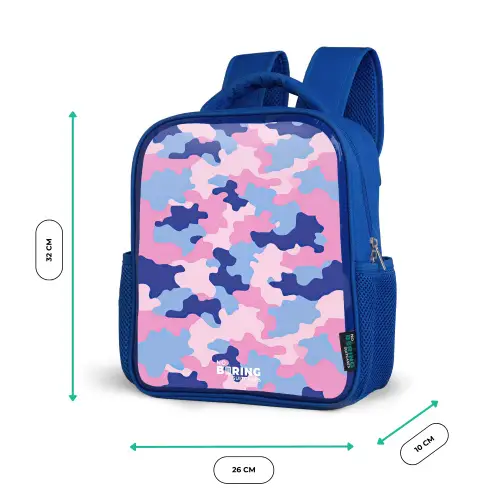 Camouflage - Roze - Blauw Kinderrugzak - Blauw middel -productfoto_formaten