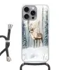 Rendier - Sneeuw - Woud - Wit Hoesje iPhone 16 Pro Max met koord klein -3d