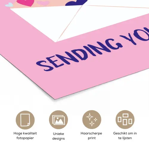 Envelop - Love - Hartjes - Valentijn poster papier klein -closeup_NL