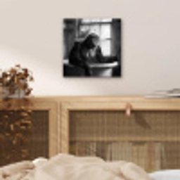 Aap - Dier - Bad - Zwart - Wit - Humor aluminium wit klein -sfeer3