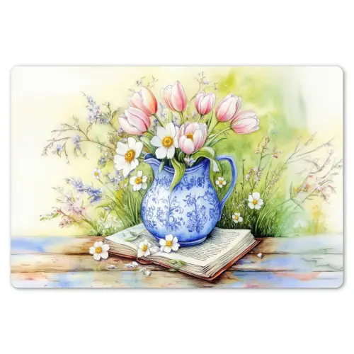 Vaas - Delftsblauw - Madeliefjes Placemat vinyl groot -zzsfeer1_Kitchenyeah-website