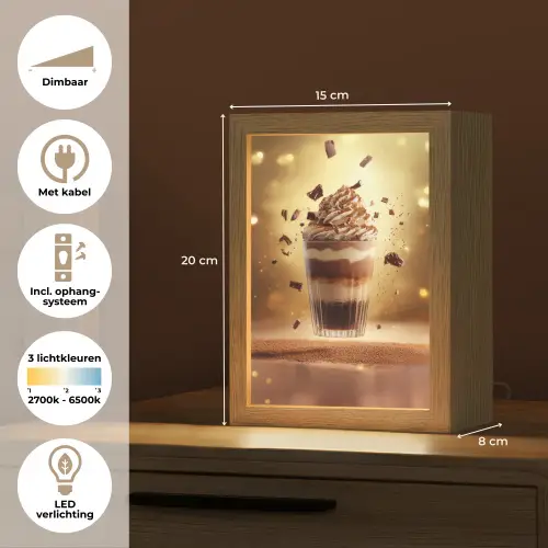 Dessert - Chocolade - Zoet - Eten Light Box met kabel (Tafellamp) klein -USP_NL