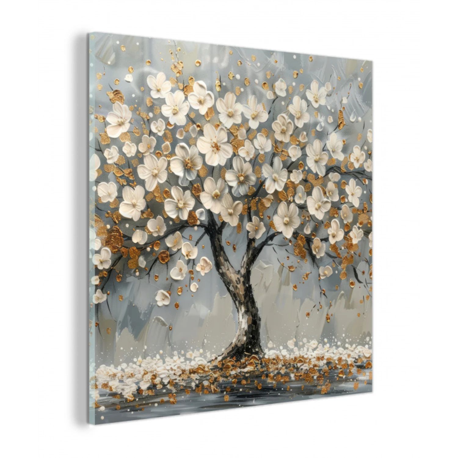 Boom - Bloemen - Wit - Natuur - Kunst plexiglas 5mm klein -z3d