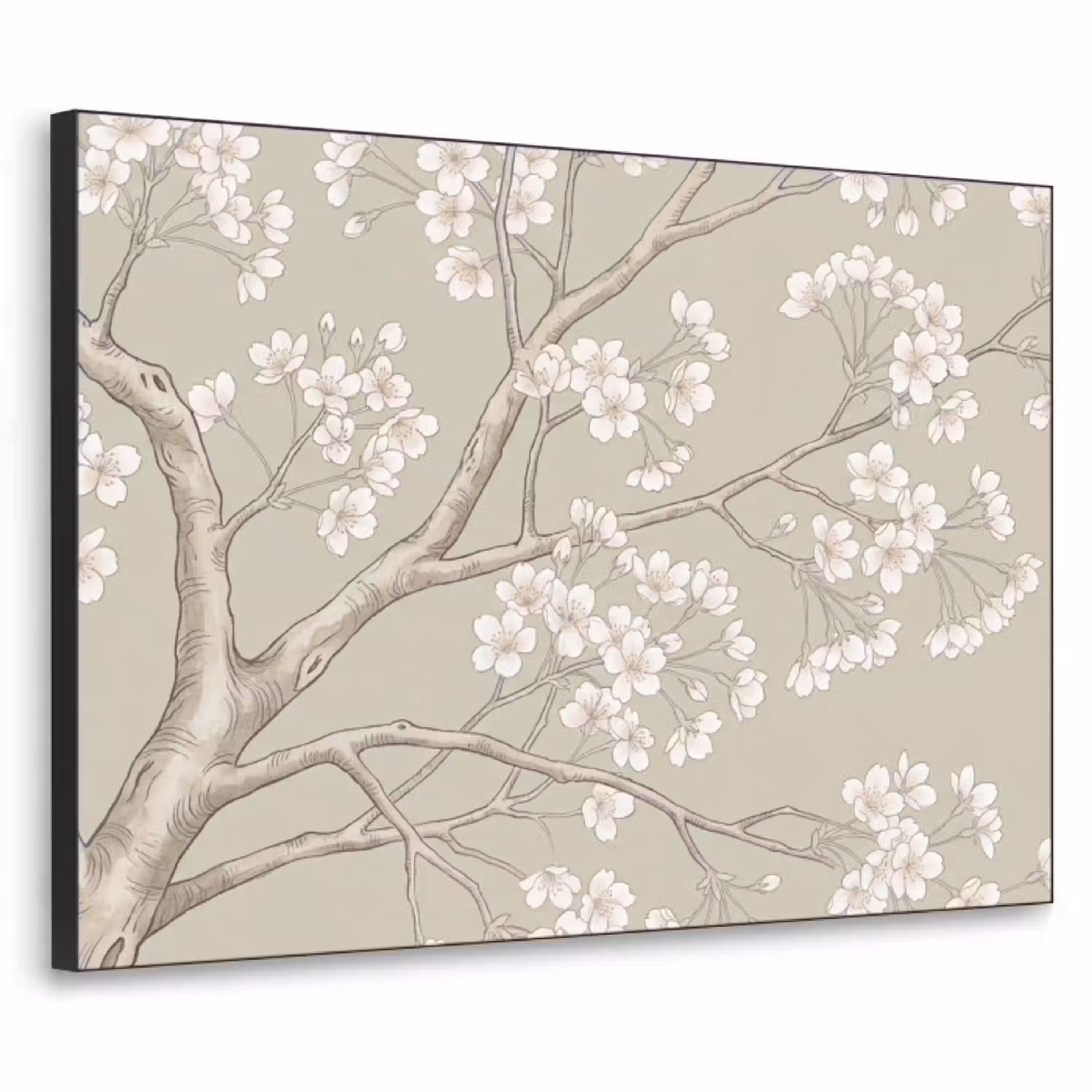 Sereen - Bloesem - Wit Textielframe zwart klein -3d
