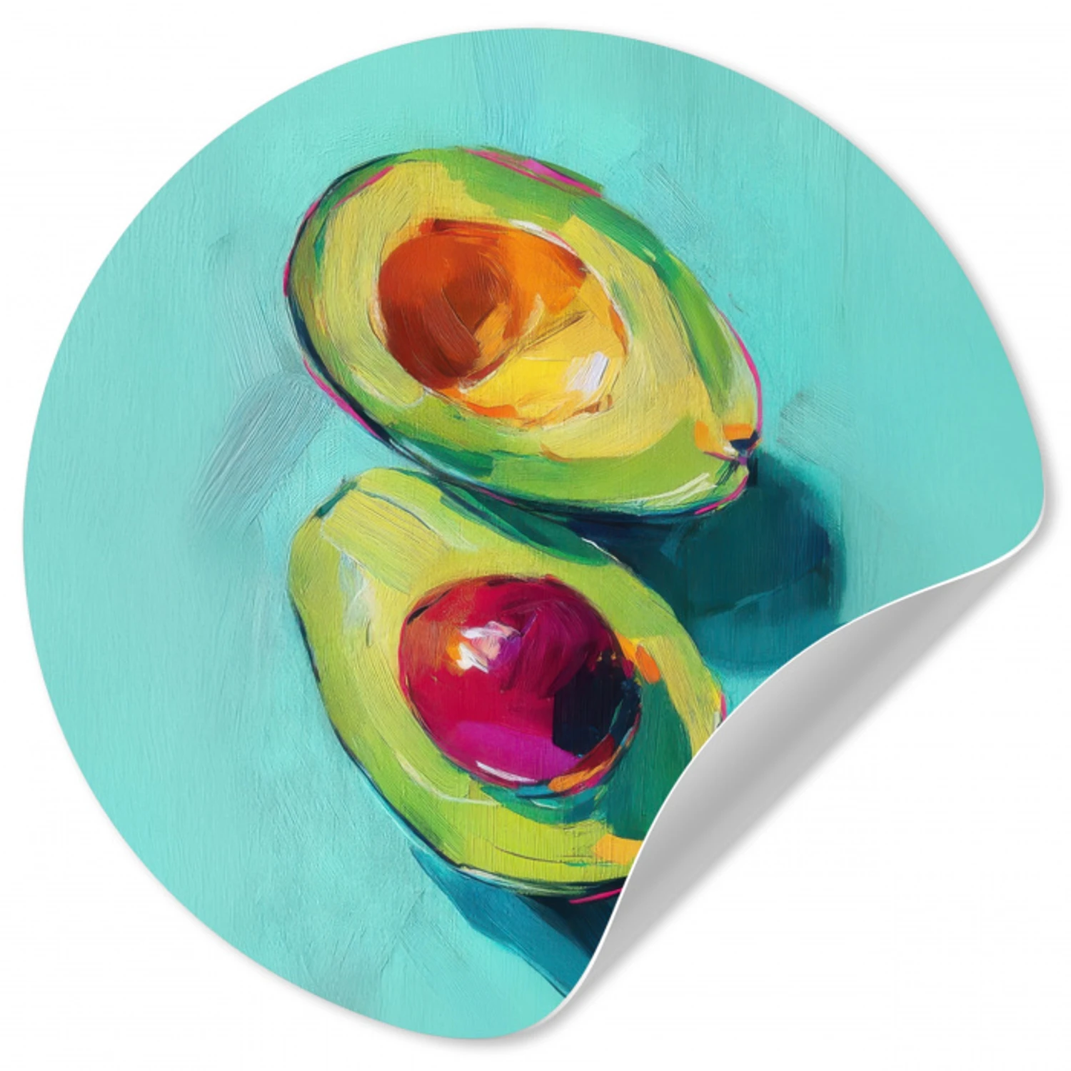 Avocado - Groen - Pit - Schaduw Wandcirkel behangsticker klein -3d