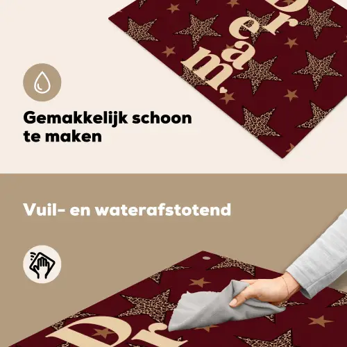 Sterren - Luipaardprint - Dream - Bordeaux Inductie beschemer met haakjes klein -ky-schoon-nl