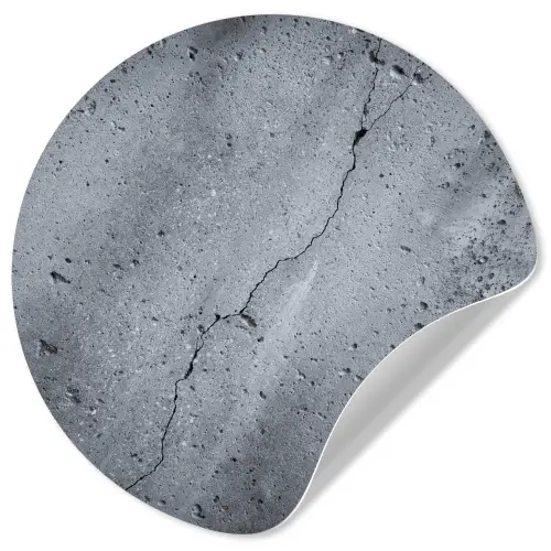 Beton - Grijs - Scheur Wandcirkel behangsticker klein -3d
