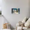 Kerst - Kerstboom - Winter - Huis - Sneeuw Tuinposter op houten frame 2 cm dik klein -sfeer1