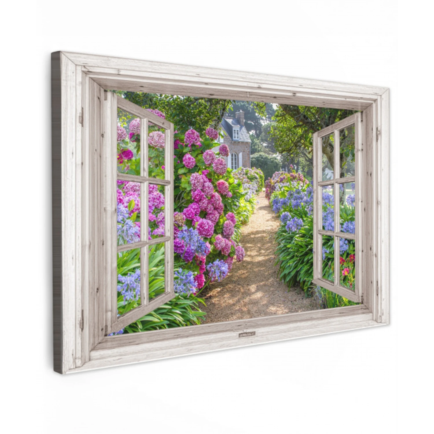 Hortensia - Doorkijk - Bloemen - Zomer - Paars - Pad canvas 2cm klein -z3d