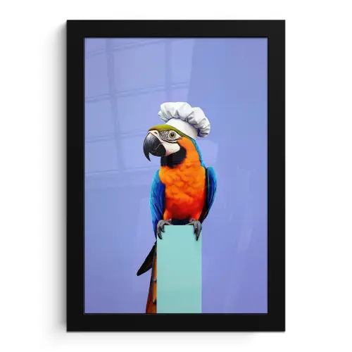 Papegaai - Koksmuts - Vogel - Leuk fotolijst zwart zonder passe partout klein -3d