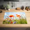 Bloemen - Klaproos - Lente - Natuur - Rood - Blauw Inductie beschermer vinyl 3mm klein -sfeer5