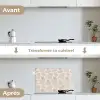 Bloemen - Beige - Planten - Vintage keuken achterwand spatscherm klein -voor_na_FR