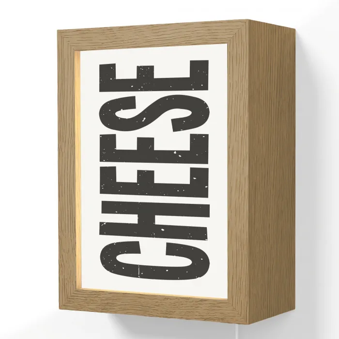 Zwart - Vintage - Cheese - Japandi Light Box met kabel (Wandlamp) klein -3d