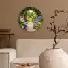 Doorkijk - Poort - Hortensia - Bloementuin Wandcirkel kunststof plaat 5mm dik klein -sfeer1