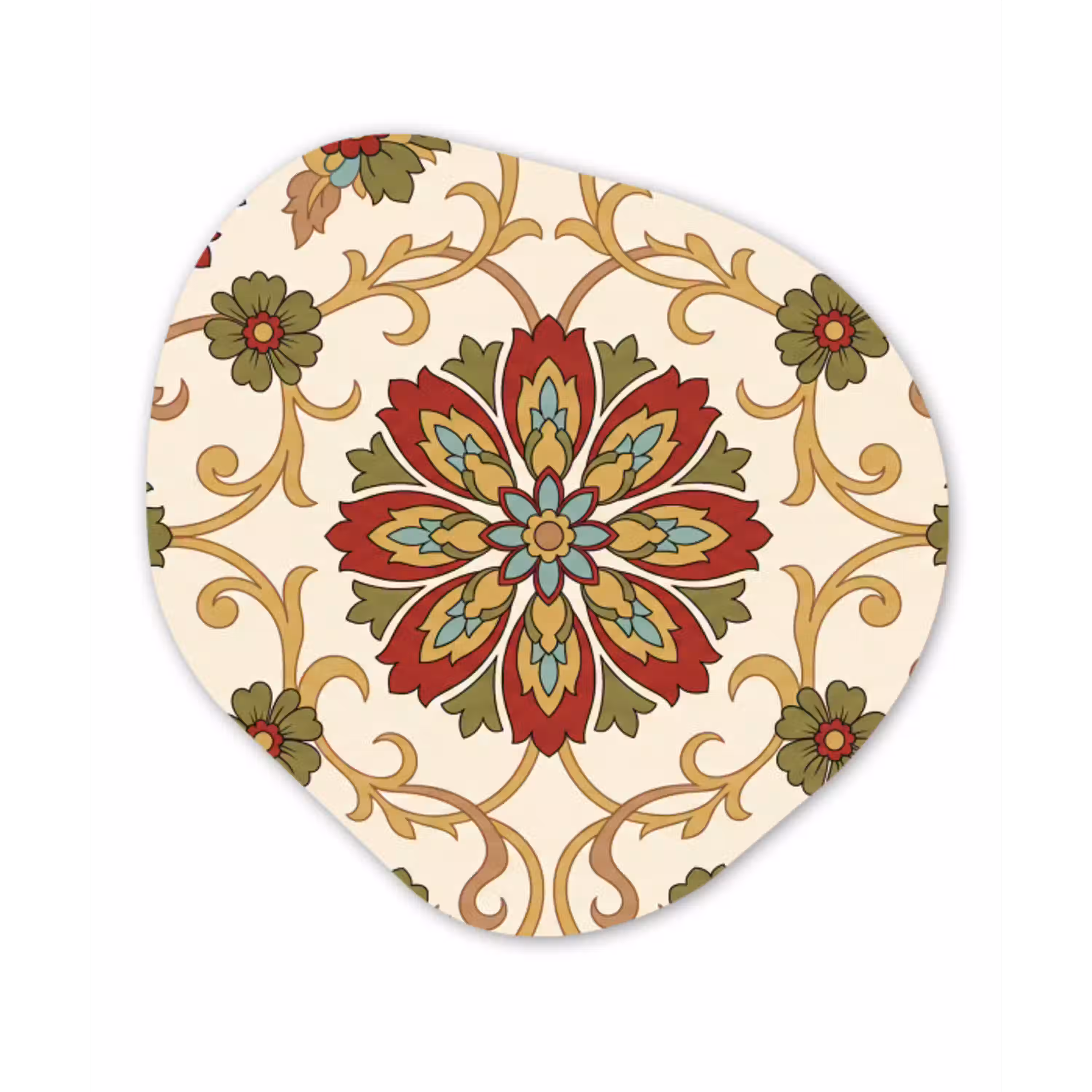 Patroon - Bloemen - Ornament - Klassiek - Kleurrijk Wandcirkel Organisch Plexiglas middel -3d