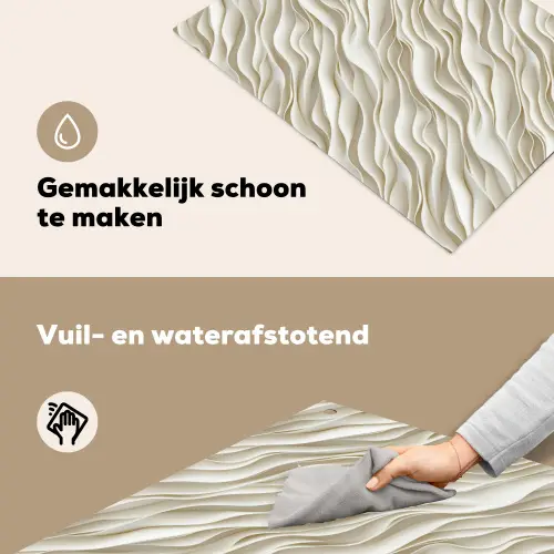 Golven - Wit - Minimalistisch Inductie beschemer met haakjes klein 777 -ky-schoon-nl
