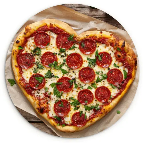 Pizza - Hart - Pepperoni - Tomaat Wandcirkel plexiglas klein -3d