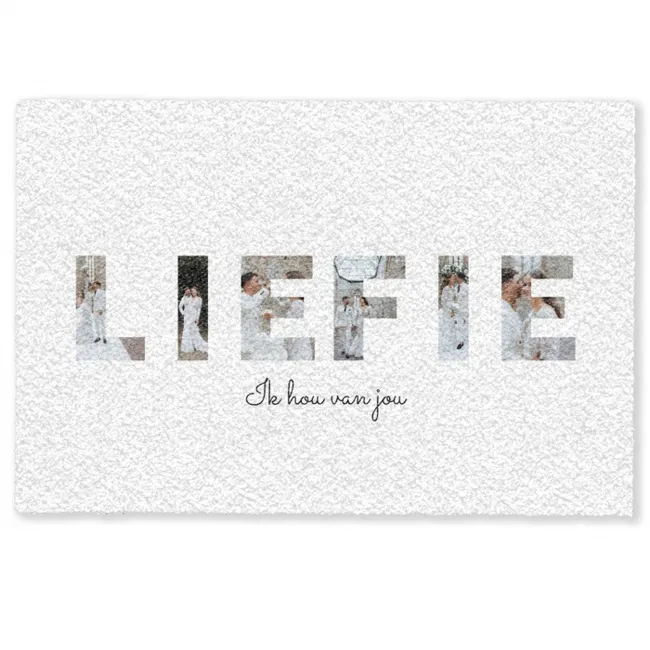 Gepersonaliseerde deurmat Liefie - Lettercollage