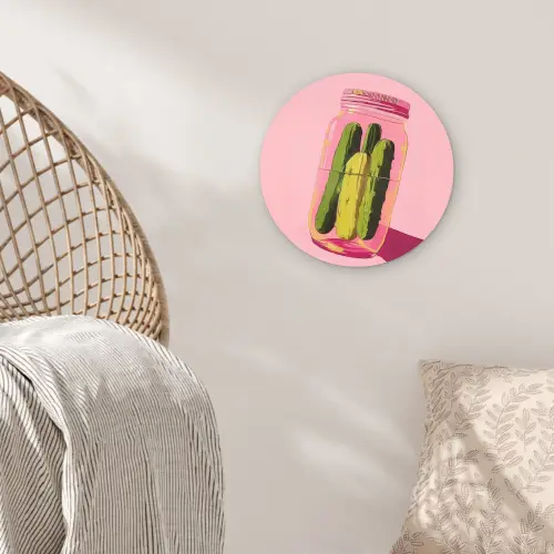 Augurken - Pot - Schaduw - Roze Wandcirkel kunststof plaat 5mm dik klein -sfeer5