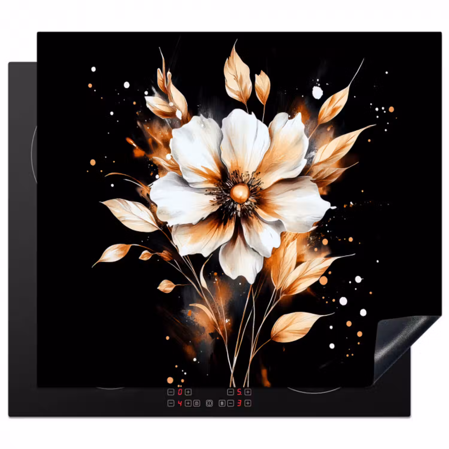 Herdabdeckplatte - Blume - Farbe - Gold - Graffiti - Modern