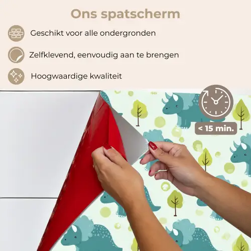 Triceratop - Blauw - Stippen - Boompjes keuken achterwand spatscherm klein -spatscherm_NL