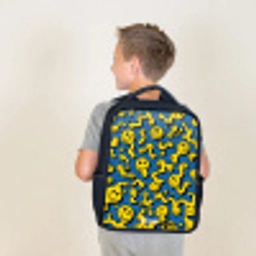 Smiley - Blauw - Geel Rugzak - Zwart middel -sfeer2