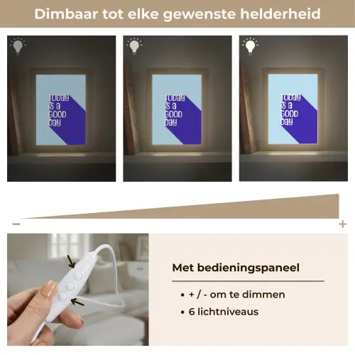Today is a good day - Blauw - Schaduw Light Box met kabel (Tafellamp) klein -USP_dimbaarNL