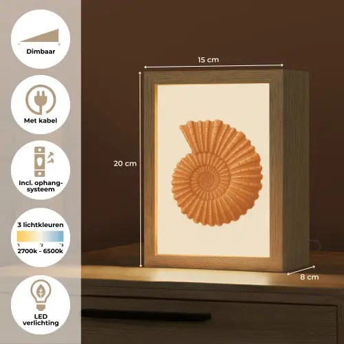 Schelp - Oranje - Ribbels Light Box met kabel (Tafellamp) klein -USP_NL
