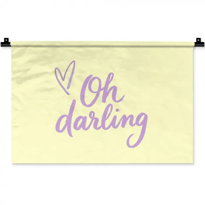Oh darling - Geel - Hart Wandkleed katoen klein -zz3d