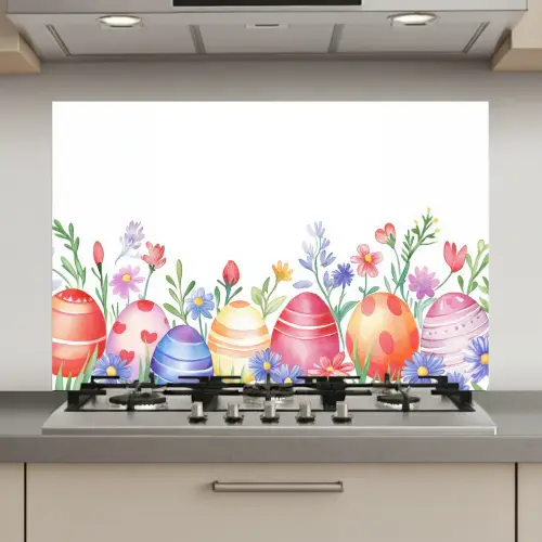Bloementuin - Kleurrijk - Eieren keuken achterwand spatscherm klein -3d_website