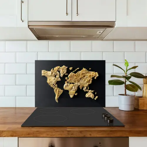 Wereldkaart - Pasta - Zwart keuken achterwand spatscherm klein -sfeer2