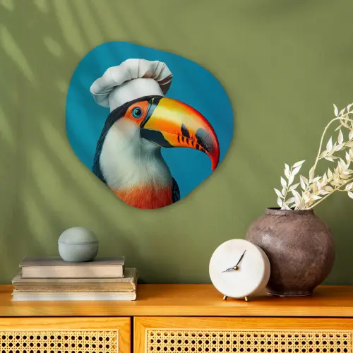 Toekan - Papegaai - Vogel - Koksmuts Wandcirkel Organisch Forex 3mm klein -sfeer2