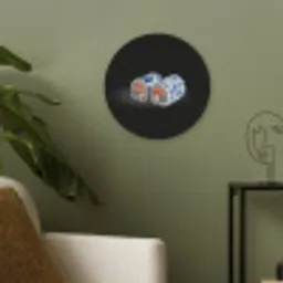 Sushi - Delfts blauw - Rijst - Vis - Elegant Akoestische PET Vilt - Rond klein -sfeer2