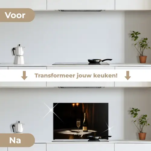 Prosecco - Bubbels - Sfeervol - Drank keuken achterwand spatscherm klein -voor_na_NL