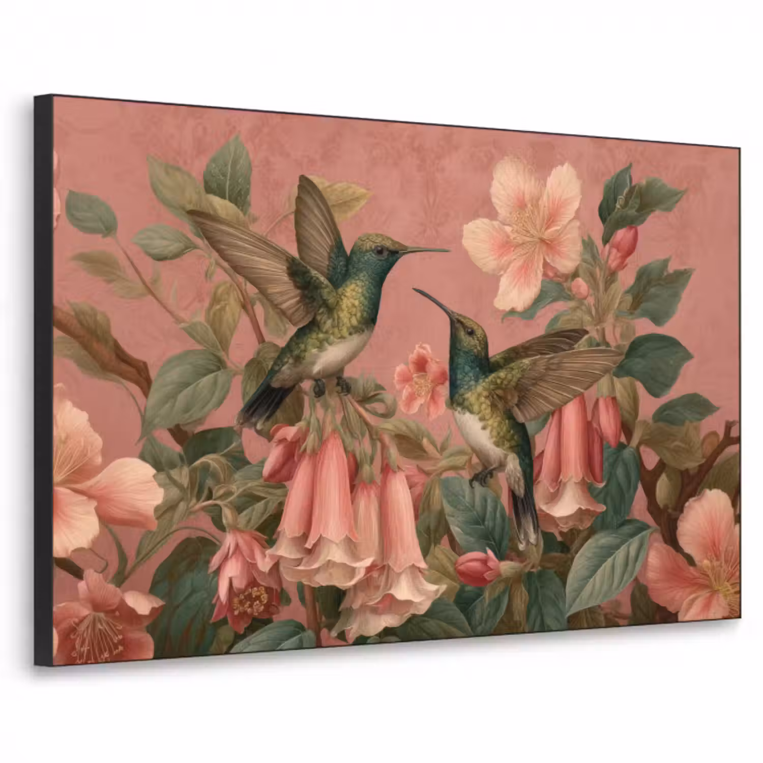Art Frame - Kolibris - Blumen - Grün - Rosa