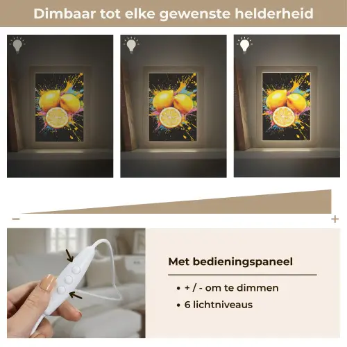 Citroen - Graffiti - Kleurrijk - Verf - Modern Light Box met kabel (Tafellamp) klein -USP_dimbaarNL