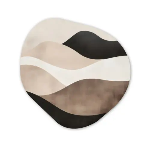 Abstract - Landschap - Golven - Crèmekleur Wandcirkel Organisch Aluminium middel -3d